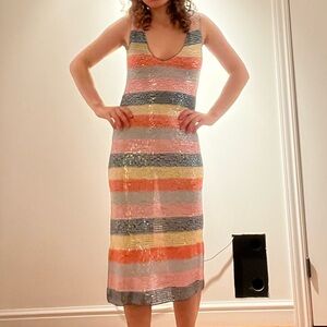 Summer Sequin Rainbow Midi Dress